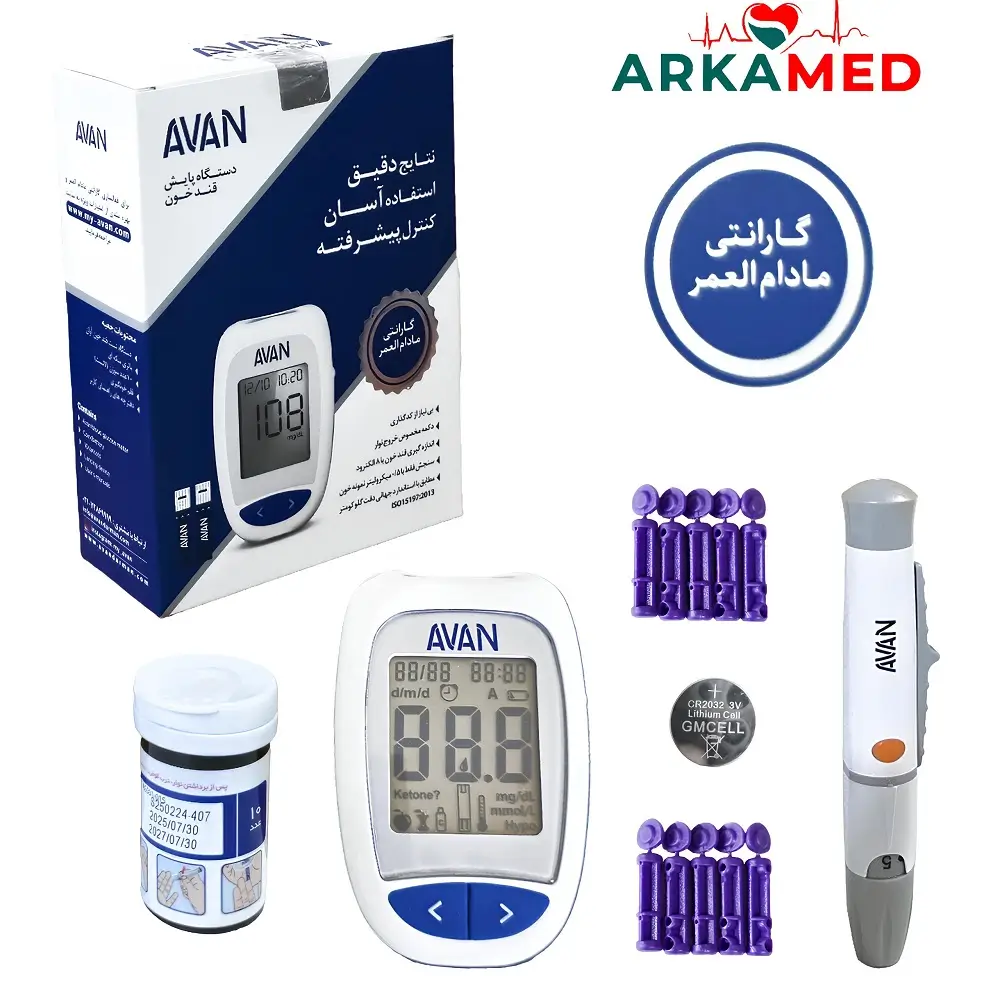 دستگاه تست قند خون آوان AVAN مدل AGM-01 با 10 نوار تست